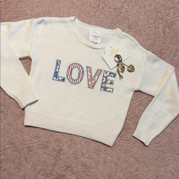 Free for all Other - Stylish Cream Sweater with Multicolor 'LOVE' Design.  SIZE 10/12 girls